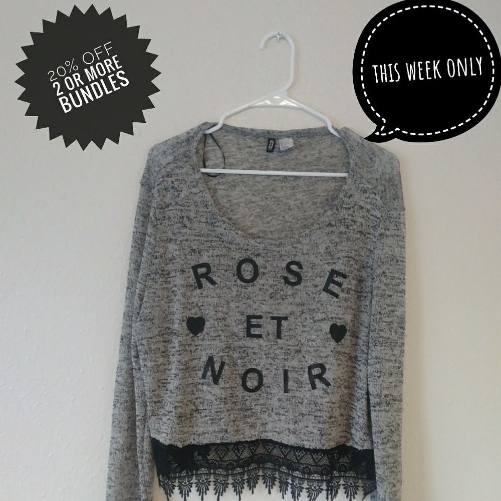 H&M Divided Gray and Black Crop Top